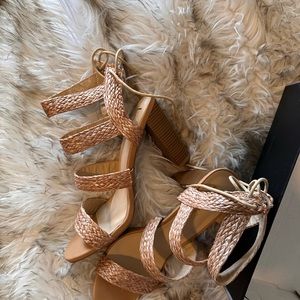 Lulu’s | Marlena Tan Raffia Lace-Up Heels
